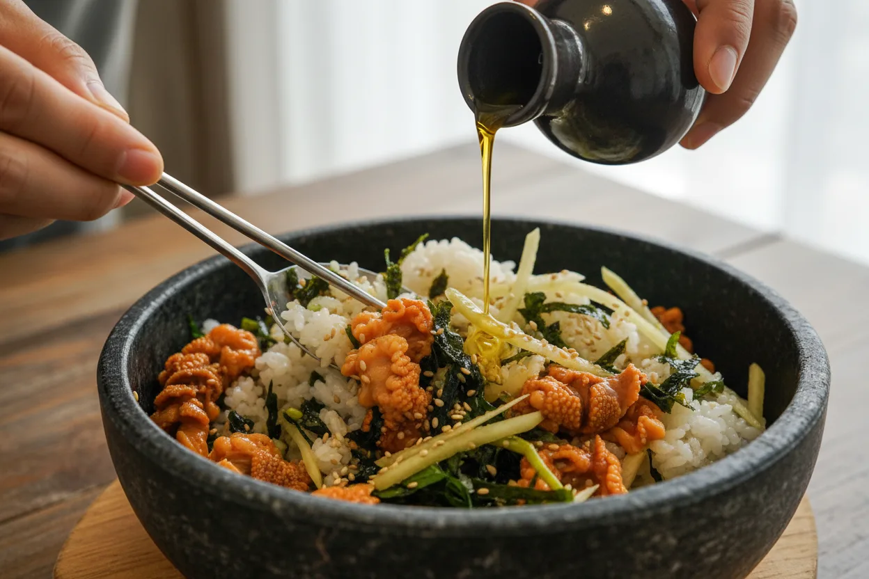 Meongge-bibimbap (Sea Squirt Bibimbap) cooking step 5