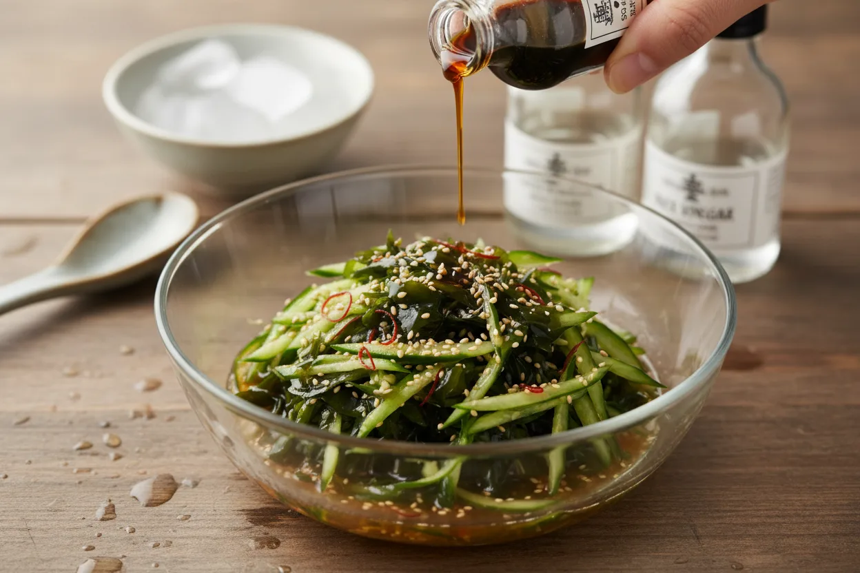 오이미역냉국 조리 3단계: 밑간하기