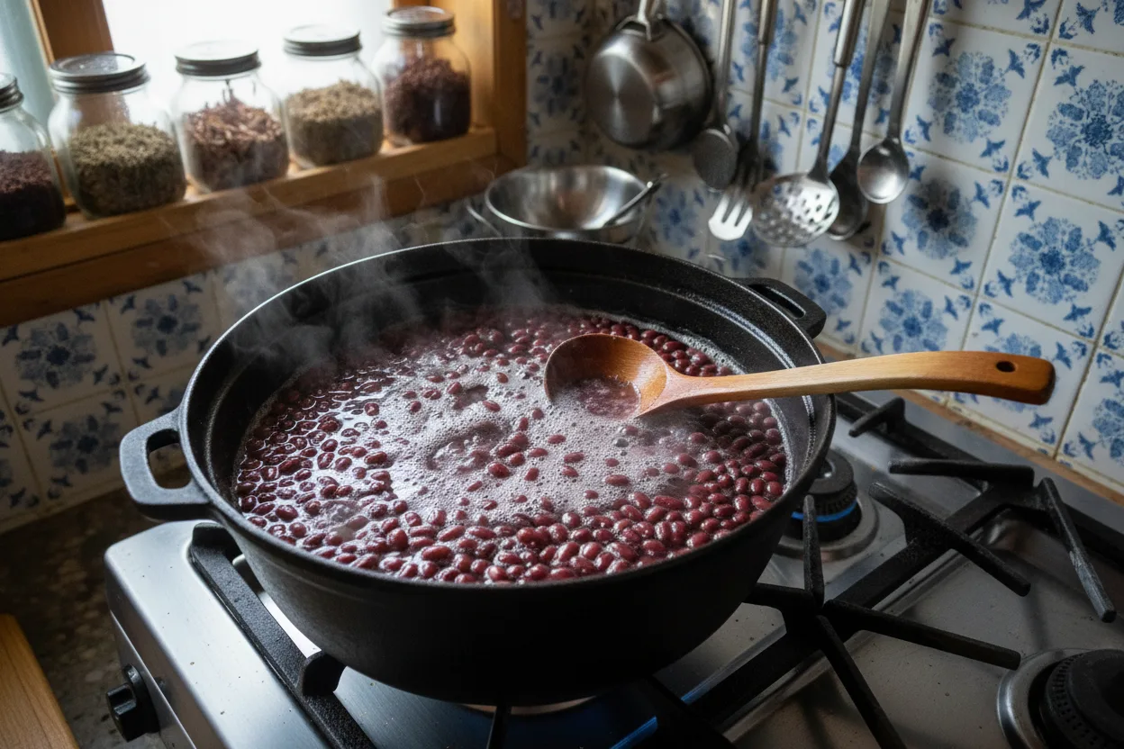 팥빙수 조리 1단계: 팥 삶기