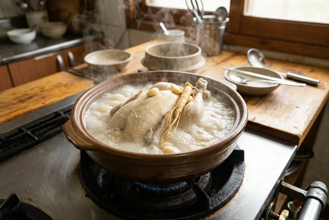 삼계탕 조리 4단계: 푹 고아 내기