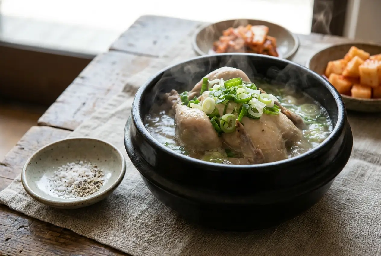 삼계탕 조리 5단계: 뚝배기에 담아 내기