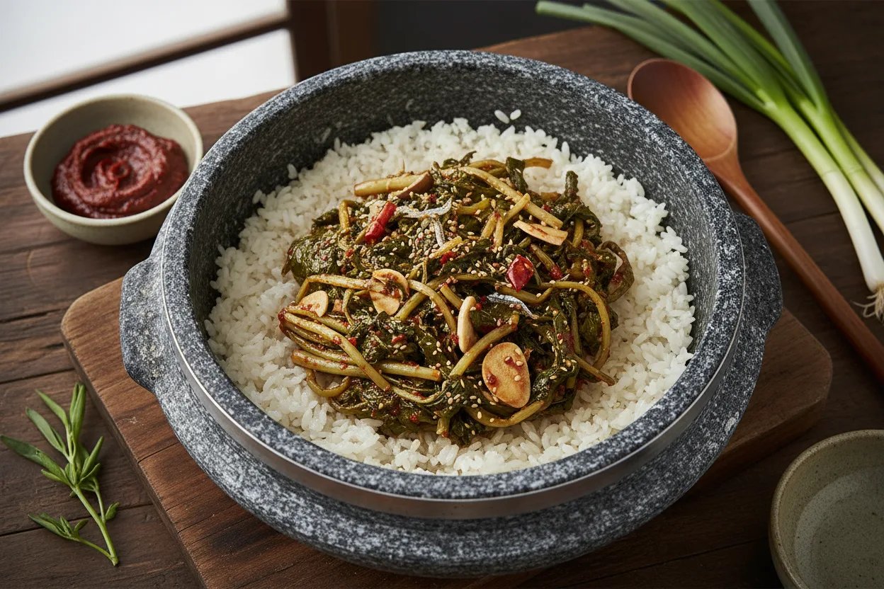 시래기밥 조리 3단계: 밥 안치기