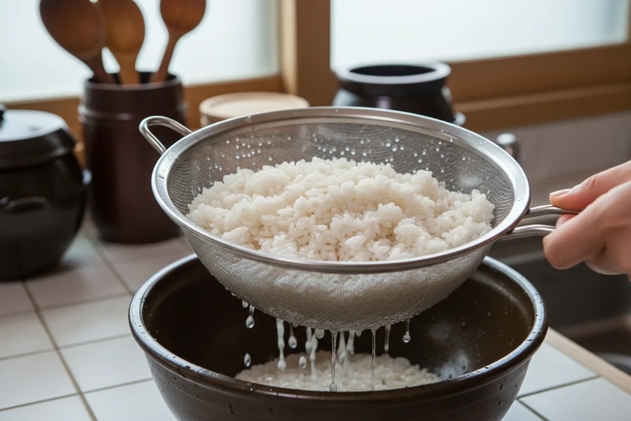 영양솥밥 조리 1단계: 쌀 불리기