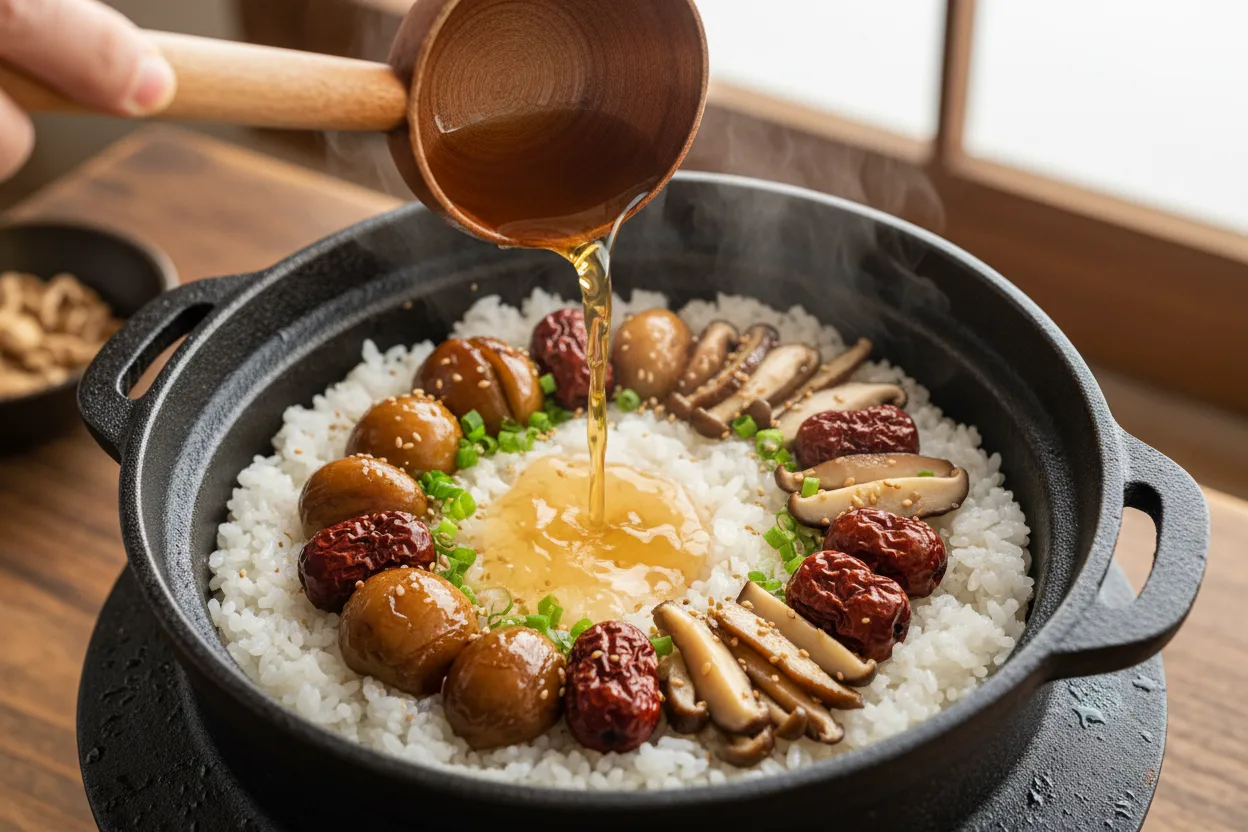 영양솥밥 조리 3단계: 솥에 안치기