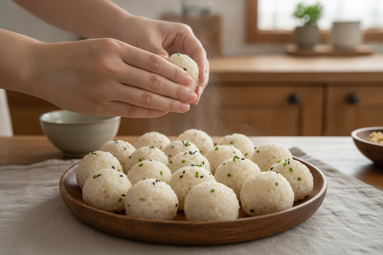 쌈밥 조리 4단계: 밥 뭉치기