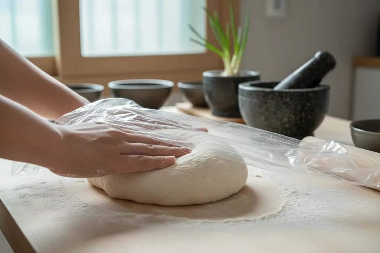 수제비 조리 1단계: 반죽하고 숙성하기