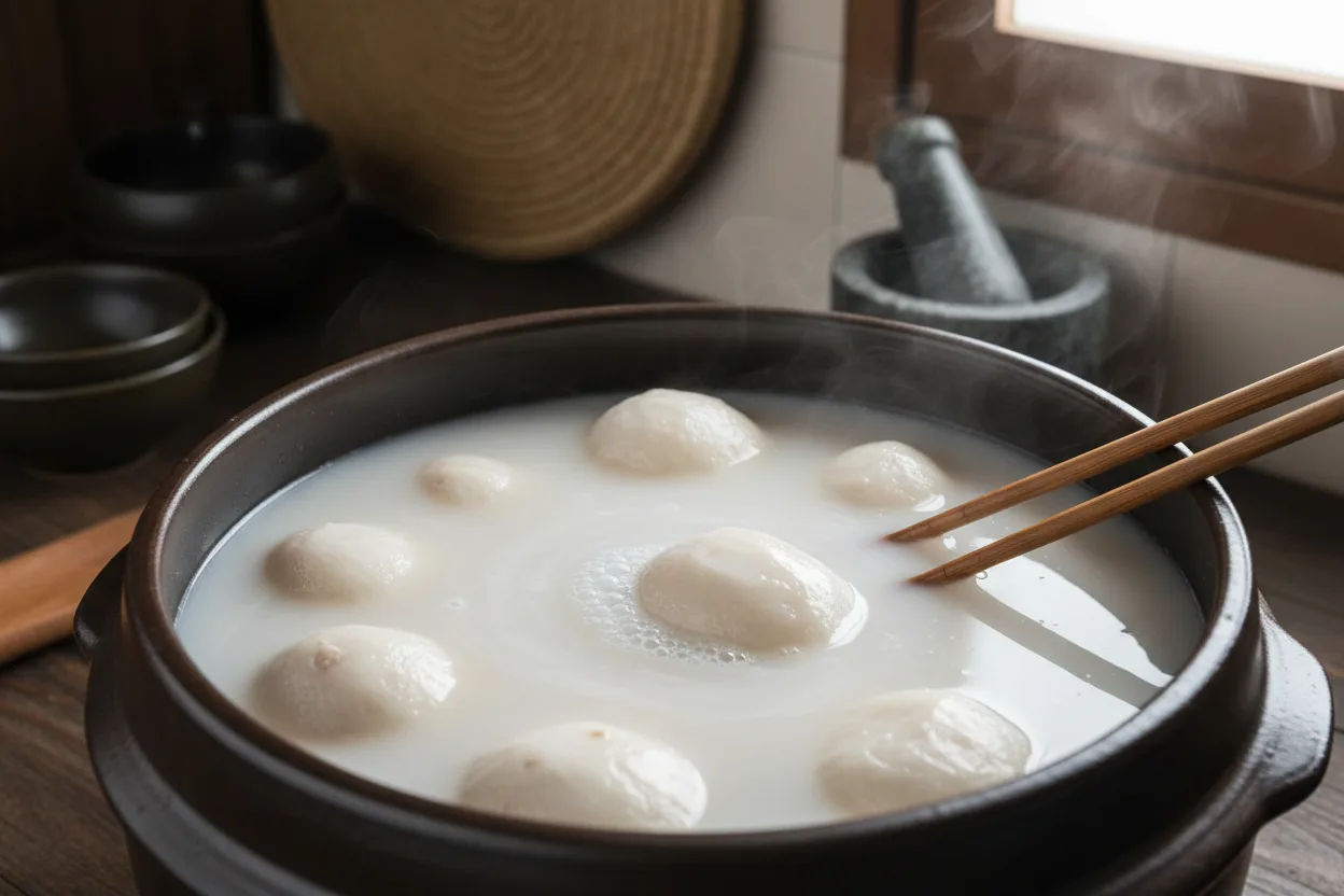 토란국 조리 1단계: 토란 데치기