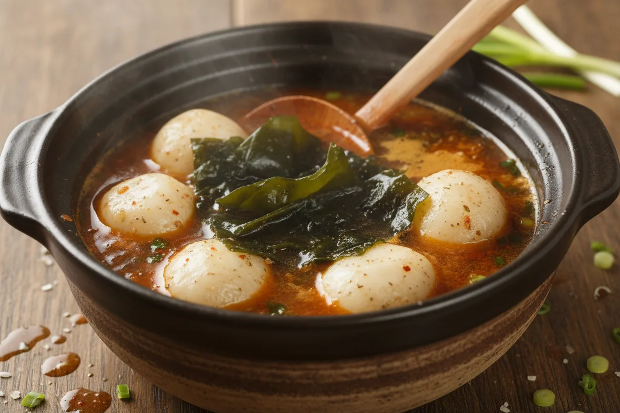 토란국 조리 3단계: 토란 넣어 끓이기