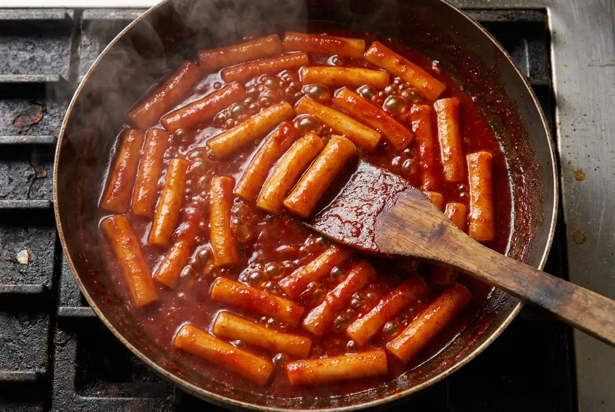 떡볶이 조리 4단계: 떡 넣고 끓이기
