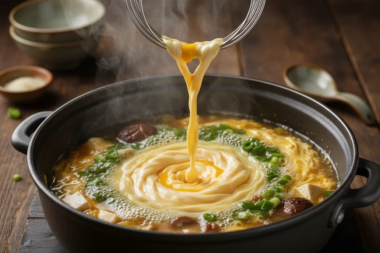 떡국 조리 4단계: 줄알 치기