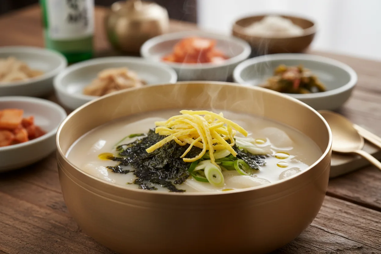 떡국 조리 5단계: 고명 얹어 내기