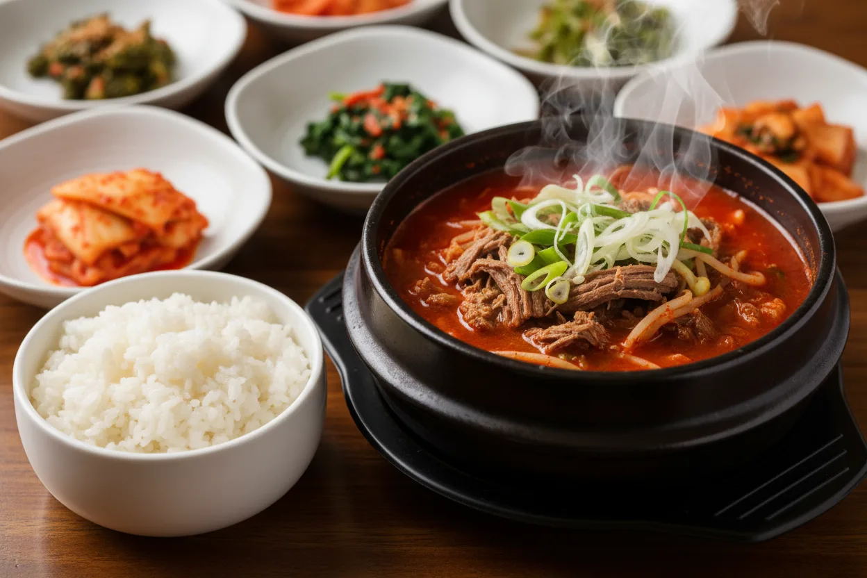 육개장 조리 5단계: 숙주 넣고 내기